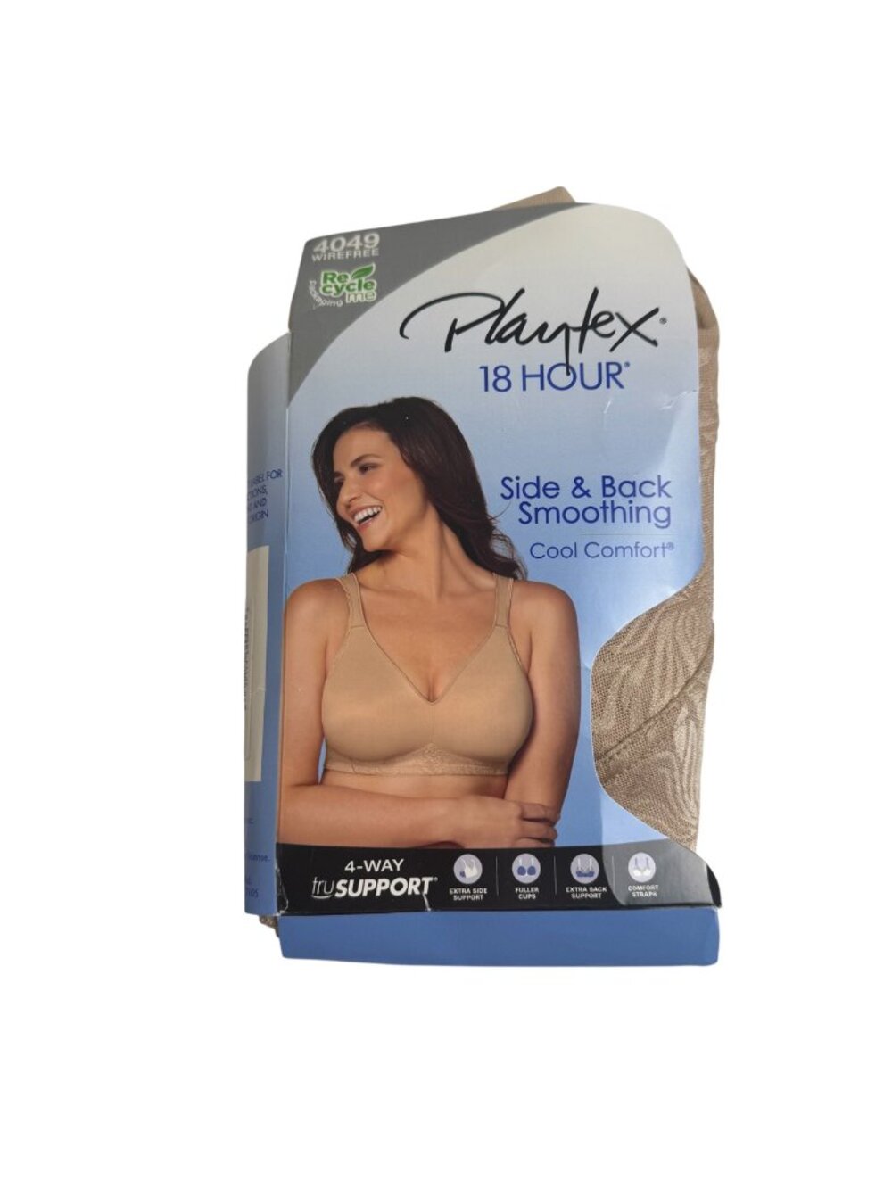 Playtex NEW 18 Hour Bra Wireless Unpadded Size 46DD Beige 4049 Full Coverage